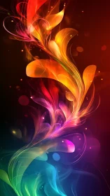 Dancing ribbon of rainbow light in a dreamy night bloom.