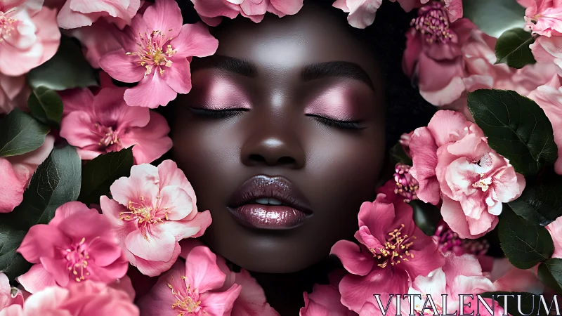 Soft bloom dreamscape with serene floral-kissed portrait.