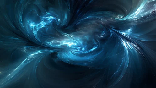 Gentle cosmic whirlpool of blue light and drifting nebulae.