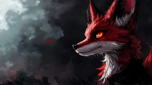 Fiery red fox spirit gazing ahead with calm confidence.