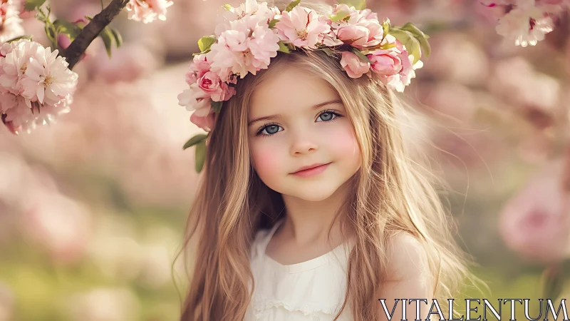 Blossom Crown Child in Luminous Spring Garden.