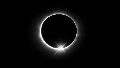 Total solar eclipse corona framed by high-contrast backlighting