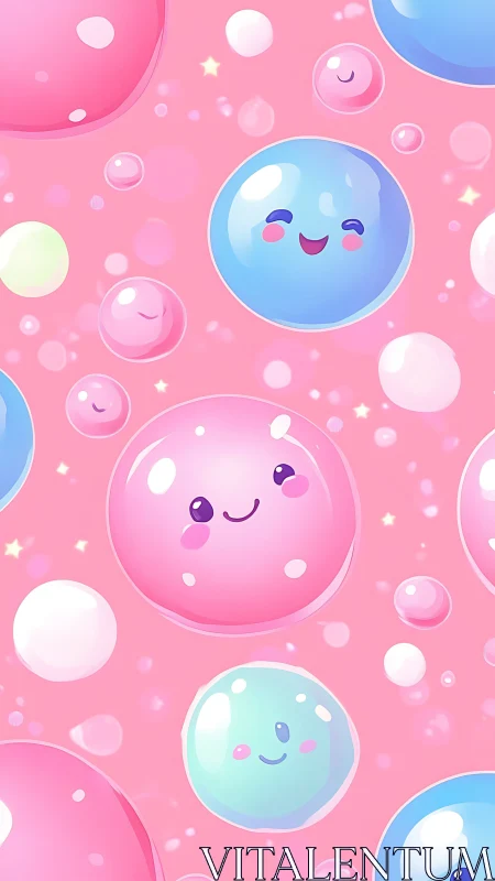 Luminous Bubble Spheres Gradient Illustration on Soft Pink Backdrop.