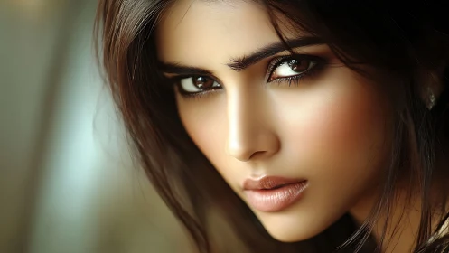 Intense closeup portrait captures dramatic brown eyes