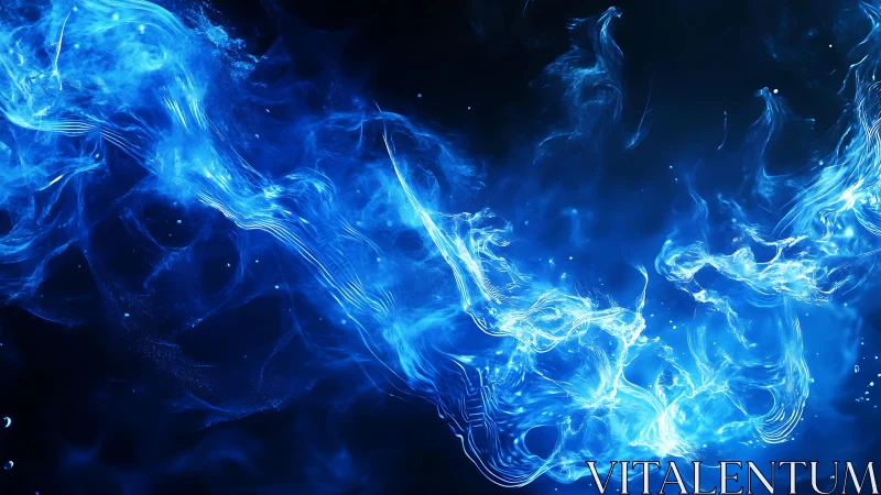 Vibrant Blue Abstract Smoke Effect on Dark Background Digital Art.