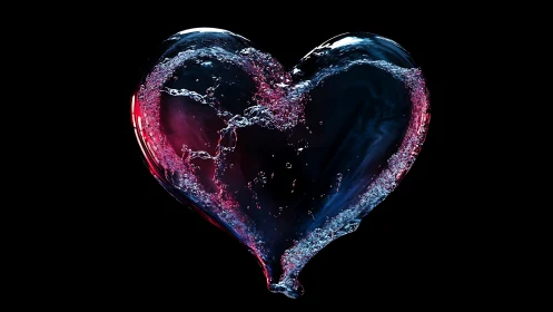 Luminescent Liquid Heart: High-Speed Water Dynamics with Neon Color Mapping