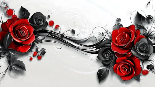 Crimson & Ebony: Digital Rose Symphony in Bloom.