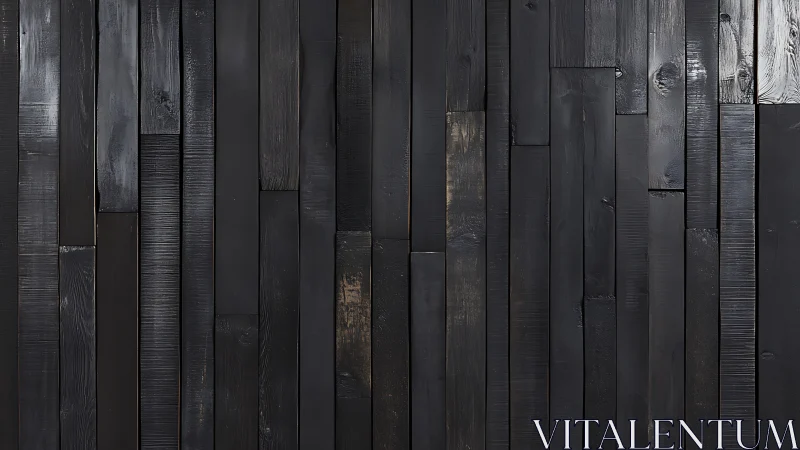 Charred black timber wall with staggered vertical planks.