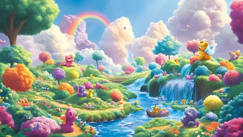 A Magical Garden Where Teddy Bears Explore Wonder.