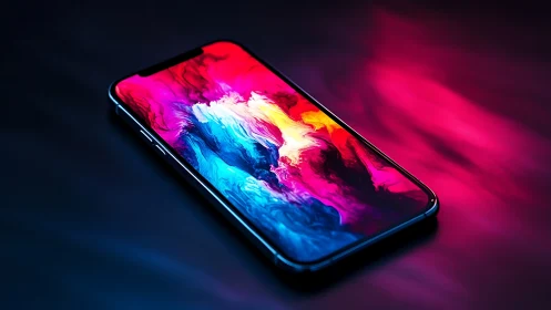 Neon Liquid Smartphone Display with Dynamic Color Gradients.