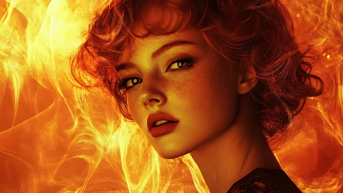 Radiant Profile: Fiery Glow Portrait Study.
