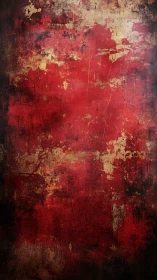 Weathered crimson abstract wall shows layered distressed textures