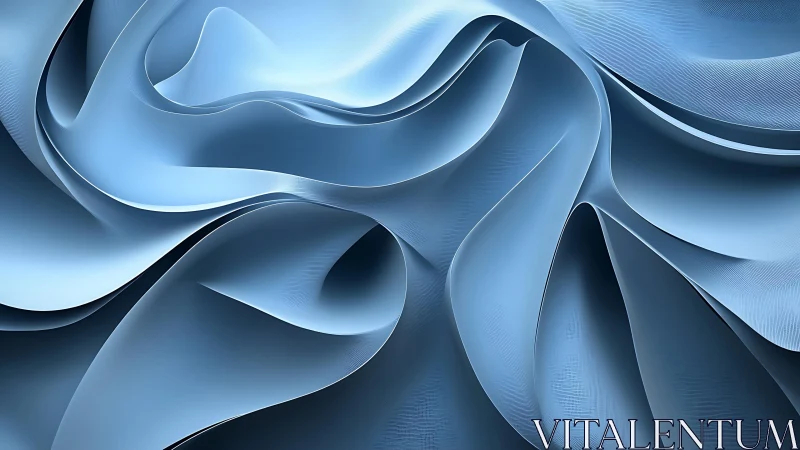 Abstract blue silk folds with soft lighting and smooth texture.
