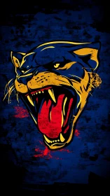 Roaring panther head rendered in high-contrast vector graffiti