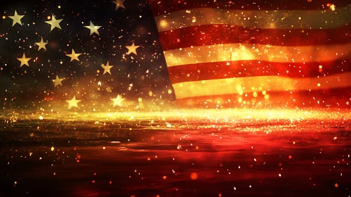 Star-spangled shimmer ignites a glowing patriotic dreamscape.