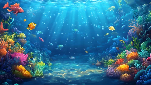 Sunlit coral garden welcomes playful tropical fish home