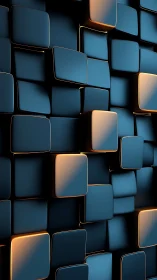 Parametric tiled cubes with volumetric rim-lit edges in relief.