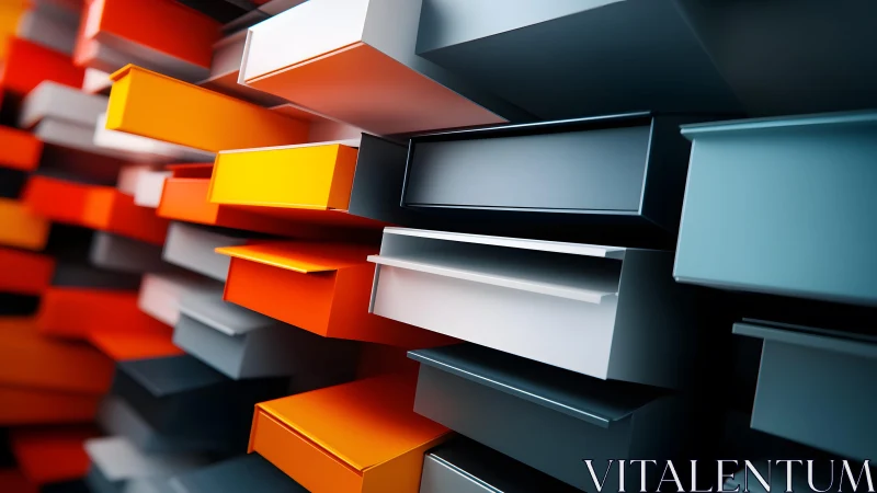 3D Shelving Unit with Stacked Colored Boxes.