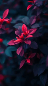 Crimson Leaves Glow Against Shadow: Nature's Neon Drama Unfolds