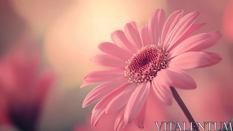 Pink Gerbera Daisy in Soft Focus Lighting Environment.