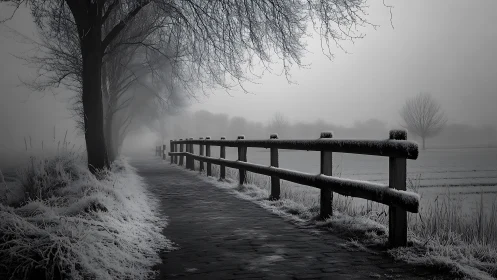 Frostbitten riverside path vanishing into winter hush.