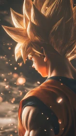 Spiky-haired animated figure rendered in detailed profile view