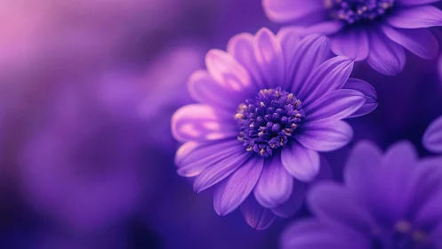 Violet Reverie: Purple Daisy Petals Dissolve Into Amethyst Dreams.