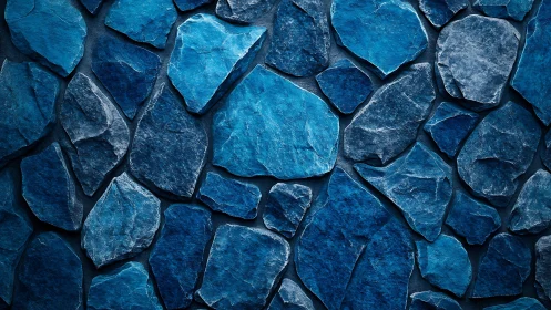 Blue Stone Wall Texture with Irregular Shapes, Modern Artistic Style.