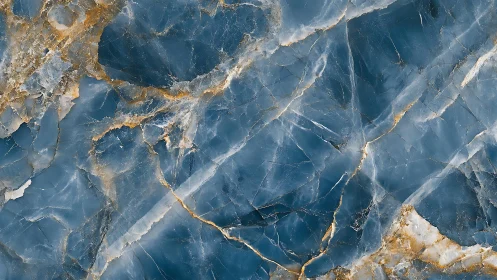 Elegant Blue Marble Texture with Gold Veining, Abstract Stone Art.