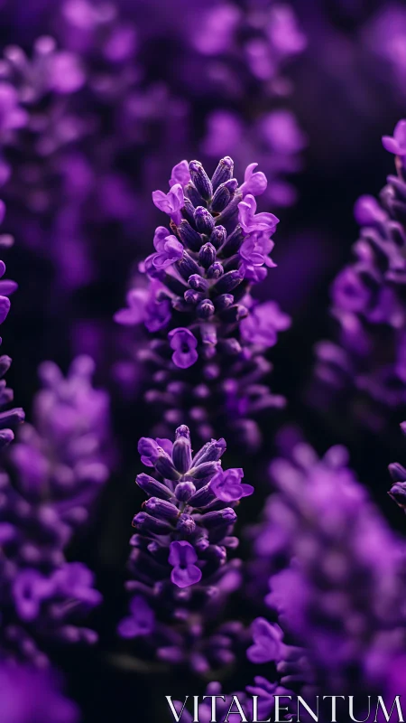 Vibrant Purple Lavender Blooms in Soft Focus.