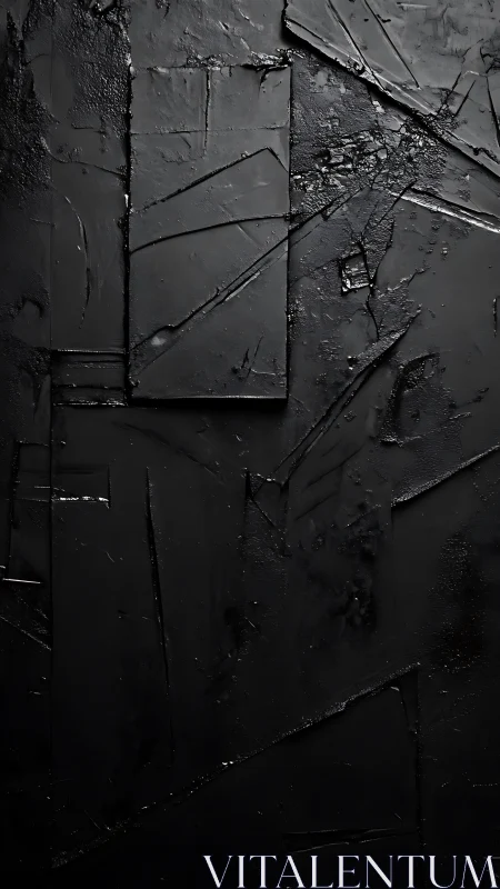 Nocturne of fractured panels in deep black relief abstraction.