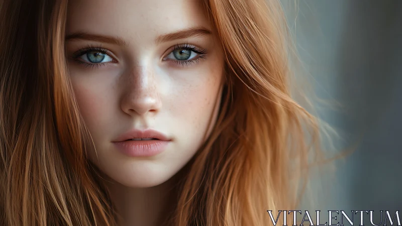 Close frontal portrait of a young person with reddish hair