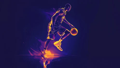 Neon dribbler streaks through midnight with liquid light