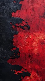 Textured black overlay breaks across rough red background