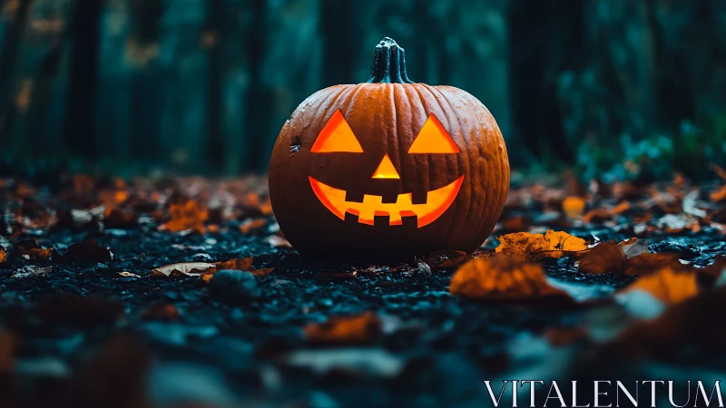 Grinning forest jack o lantern claims the twilight path