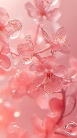 Soft pink blossoms wrapped in a dreamy dewdrop glow.