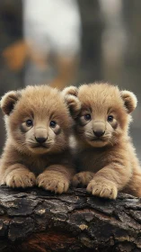 Two Adorable Lion Cubs Share a Precious Moment Together