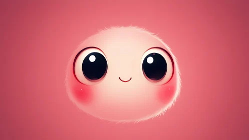 Cute pastel fluffball character with huge glossy eyes.