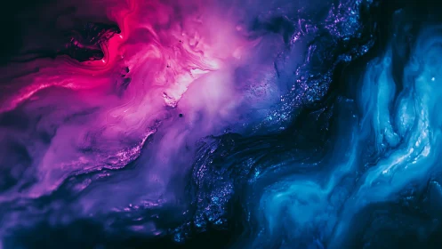 Digital painting nebula field with magenta and cyan turbulence.