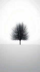 Solitary winter tree stands in serene minimalist silence