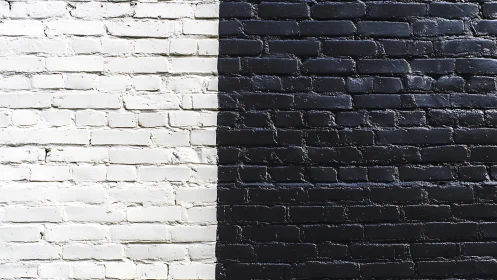 Monochrome brick truce where white silence meets black echo.