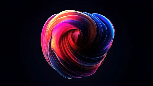 Abstract luminous ribbon torus on dark gradient field.