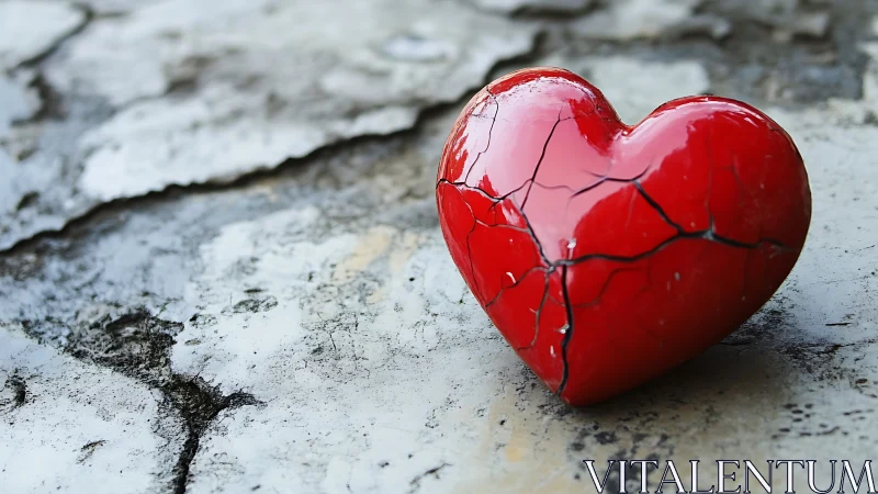 Shattered Crimson Heart on Weathered Stone.