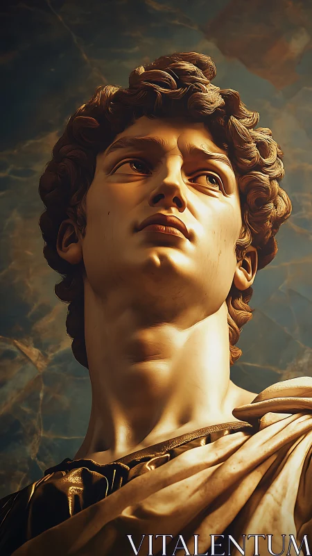 Marble daydream studies the heavens in molten golden light