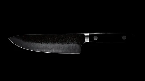 Obsidian Chef's Blade Slicing Through Shadow and Steel.