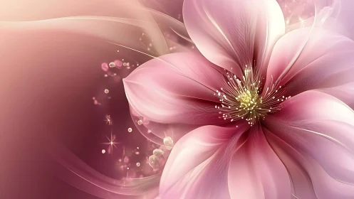 Delicate Pink Blossom Dancing in Radiant Light.