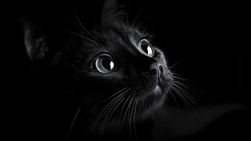Black Cat's Piercing Gaze Cuts Through the Darkness