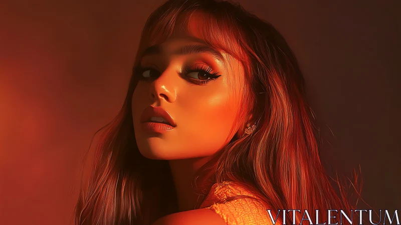 Digital painting portrait with warm cinematic rim lighting focus.