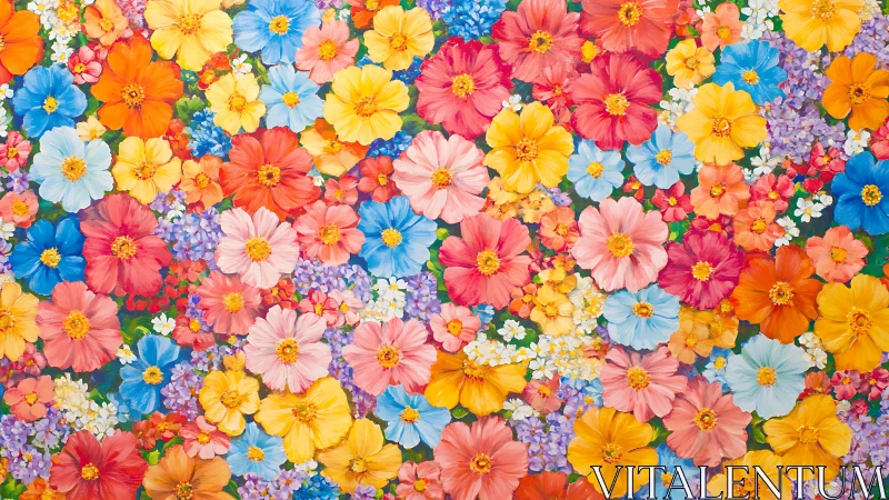 Vibrant Flower Garden Explosion. Densely Packed Blooms.