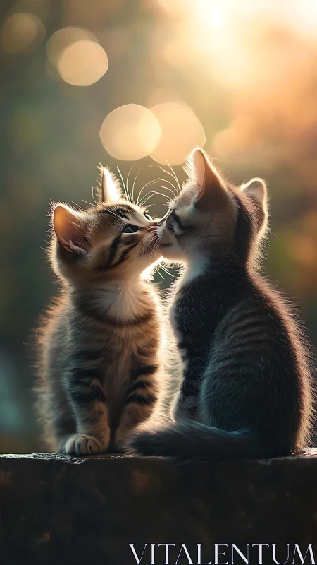 Two Curious Kittens Share a Magical Moment Together.